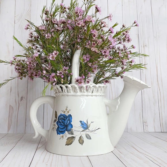 Elpa Alcobaca Portugal Floral Ceramic Watering Can Vase - Picture 11 of 14